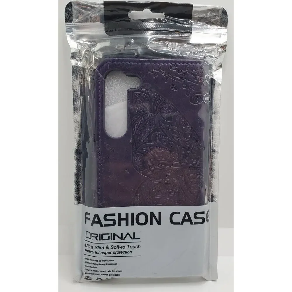 Samsung S23 Plus Wallet Phone Case Dark Purple Butterfly Wristlet Soft Touch